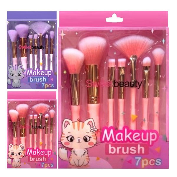 Sweet Beauty - Kit com 7 Pinceis BKT478 - 1 Kit Sortido