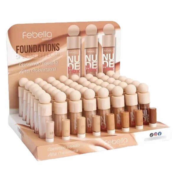Febella - Corretivo Alta Cobertura Nude Max CL5098 - 48 Und