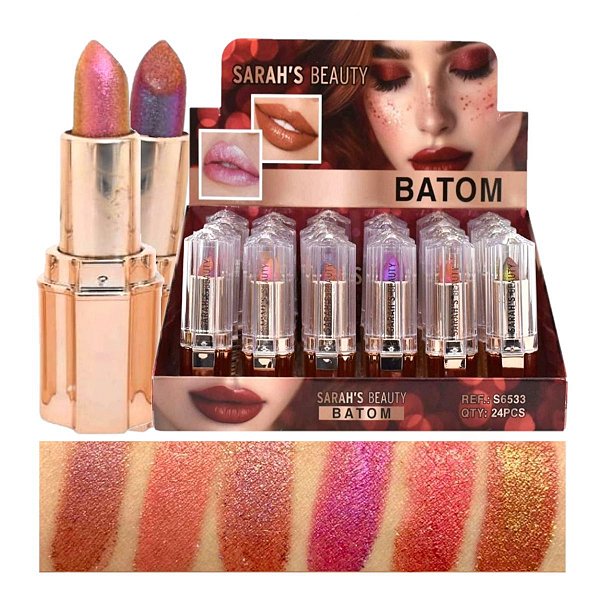 Sarahs - Batom com Glitter com Efeito  S6533 - 24 Und
