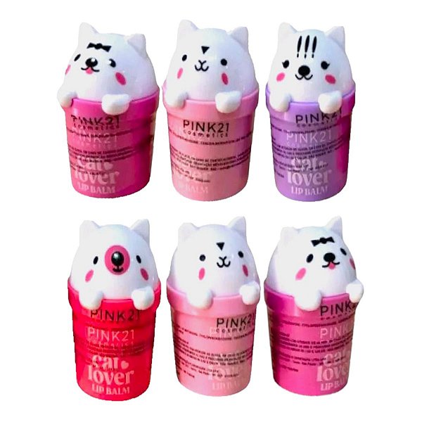 Pink 21 - Lip Balm Cat Lover Gatinho CS5018 - 6 Und