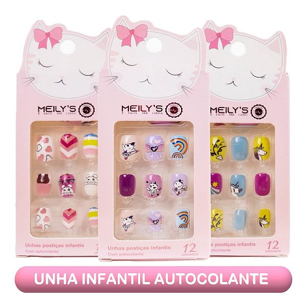 Meilys - Kit de Unha Postiça Infantil MU10006 - 12 Kits