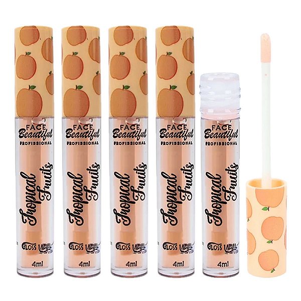 Face Beautiful - Gloss Labial Tropical Pêssego FB168 - 6 Und