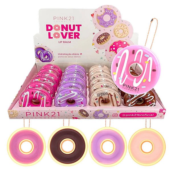 Pink 21 - Lip Balm Donut Lover Chaveiro CS5027 - 24 Und