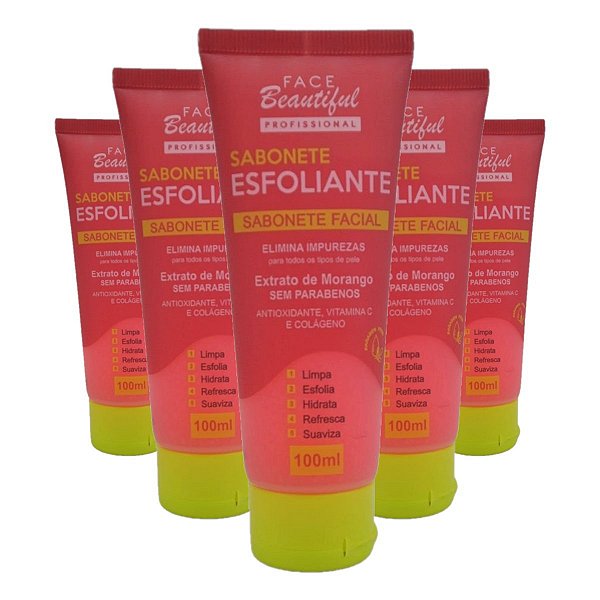 Face Beautiful - Sabonete Esfoliante Morango FB361 - 6 Und