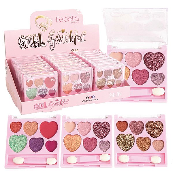 Febella - Paleta de Sombras Coração PSO30344 - 24 Und