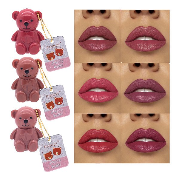 Pink 21 - Batom Liquido Urso 24 Horas CS4517 - 6 Und