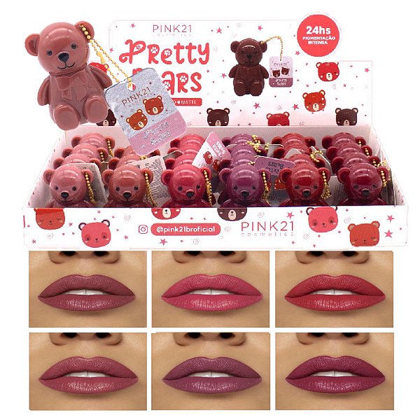 Pink 21 - Batom Liquido Urso 24 Horas CS4517 - 24 Und