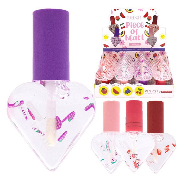 Pink 21 - Lip Gloss Frutas Coração CS4518 - 24 Und