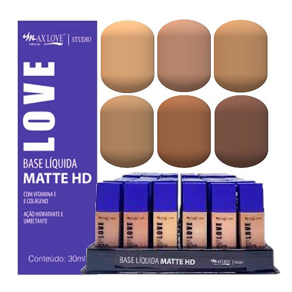 Max love - Base Matte HD Medio Escuros 12 a 19 - Box 48 Und