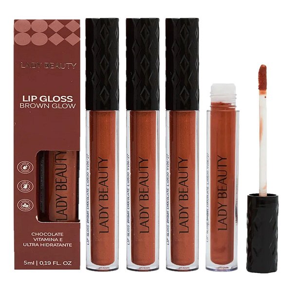 Lady Beauty - Lip Gloss Brown Glow Chocolate LB46 - 6 Und