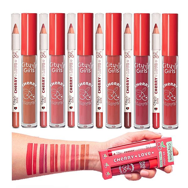 City Girls - Kit Labial Lapis + Batom Cherry CG339 - 6 Kits