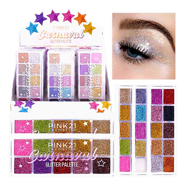 Pink 21 - Plaeta de Sombras Glitter Carnaval CS5487 - 24 Und