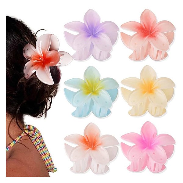 Importado - Presilha para Cabelo Flor BHP538 - 6 Und