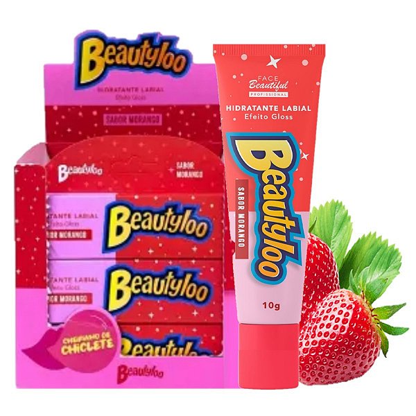 Face Beautiful - Lip Balm Beautyloo Morango FB468 - 12 Und