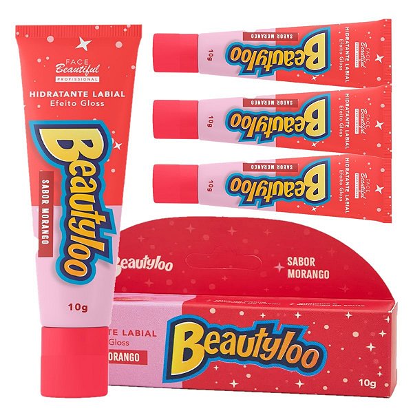 Face Beautiful - Lip Balm Beautyloo Morango FB468 - 6 Un
