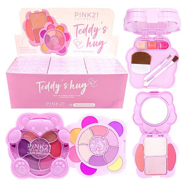 Pink 21 - Kit de Maquiagem com Espelho Urso CS4640 - 12 Kits