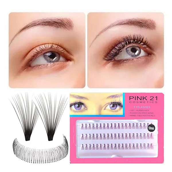 Pink 21 - Cilios Posticos 60 Tufos HB87227 - 10mm