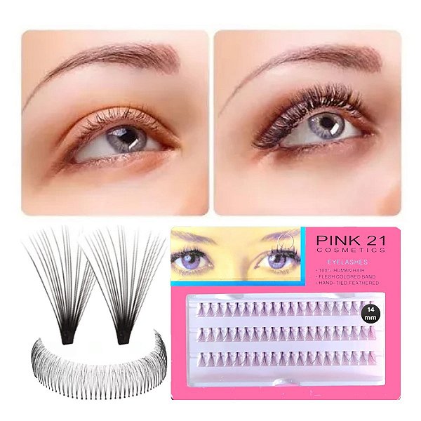 Pink 21 - Cilios Posticos 60 Tufos HB87227 - 14mm