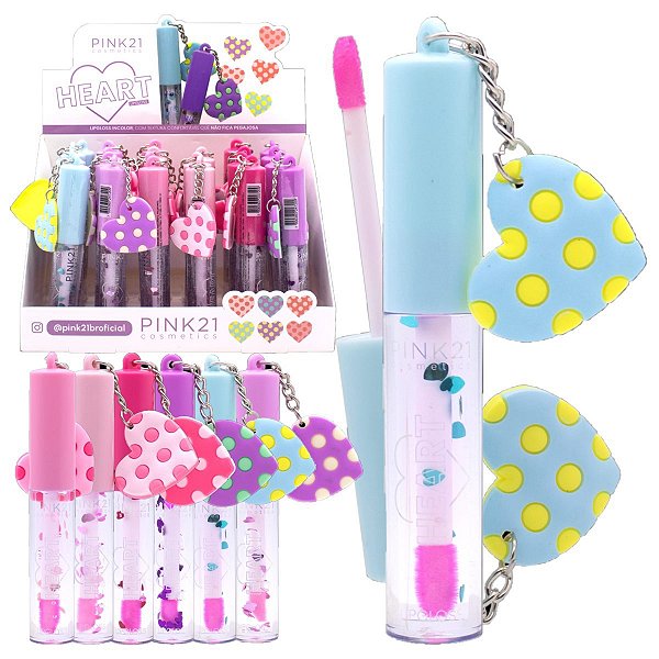 Pink 21 - Lip Gloss Incolor Coração CS4499 - 24 Und