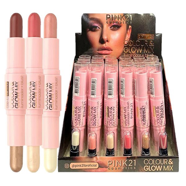 Pink 21 - Blush e Iluminador Glow Stick CS4241 - 24 Und