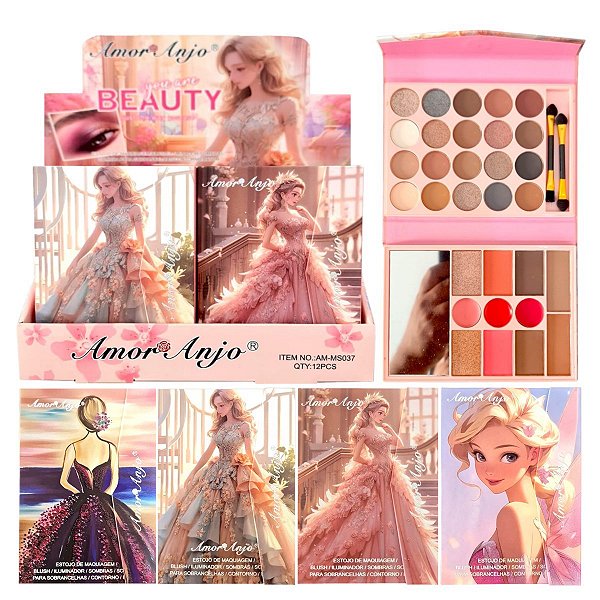 Amor Anjo - Kit de Maquiagem c/ Espelho Princesa - Box C/12