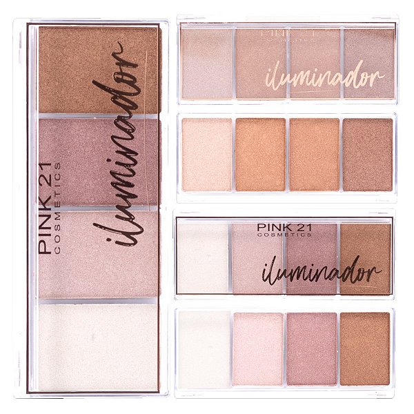 Pink 21 - Paleta de Iluminador Facial Quarteto CS2377 - Kit c/ 6 Und