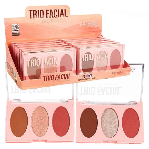 Febella - Trio Blush Contorno e Iluminador MU5013 - 12 Und