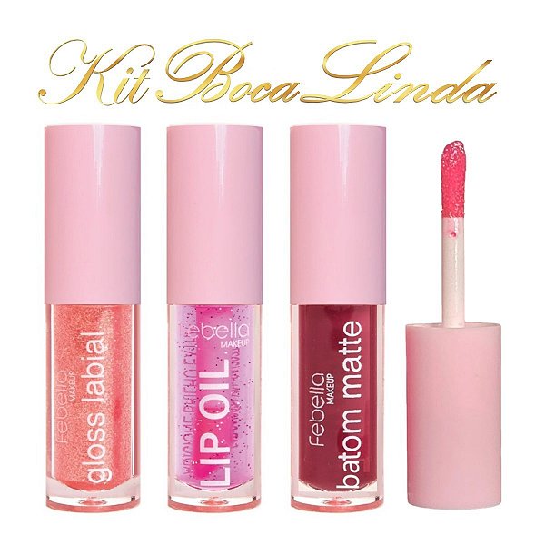 Febella - 3 em 1 Lip Oil, Gloss e Batom Boca Linda - Cor 01