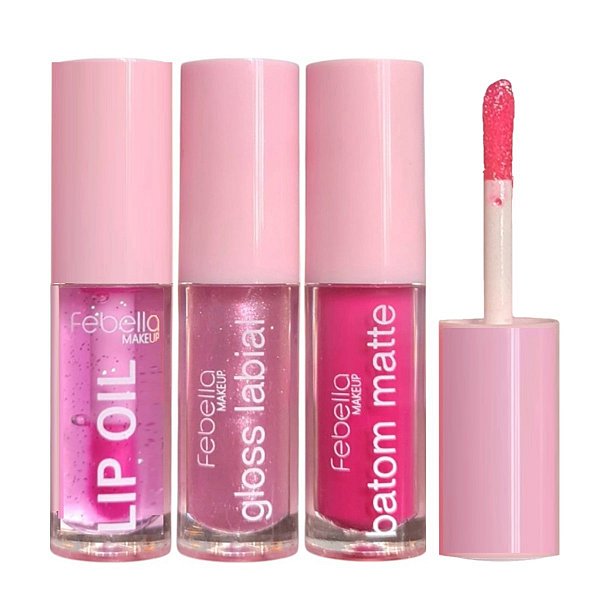 Febella - Kit 3 em 1 Lip Oil, Gloss e Batom Boca Linda - Cor 05