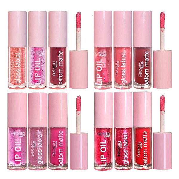 Febella - Kit Lip Oil e Gloss e Batom Linda BM40215 - 6 Kit