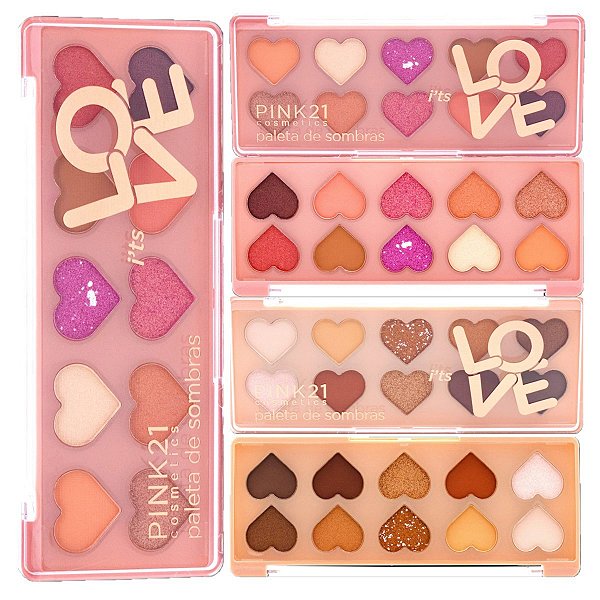 Pink 21 - Paleta de Sombras Love CS4643 - Kit c/ 6 Und