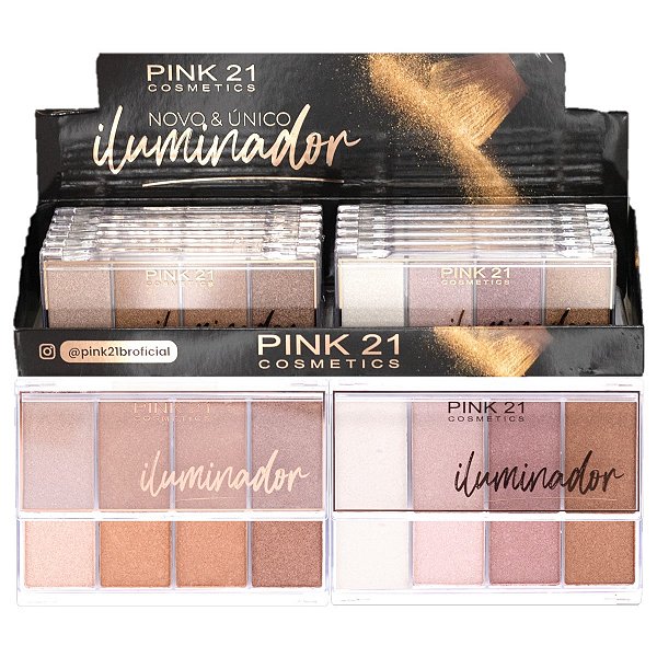 Pink 21 - Paleta de Iluminador Quarteto CS2377 - 12 Und