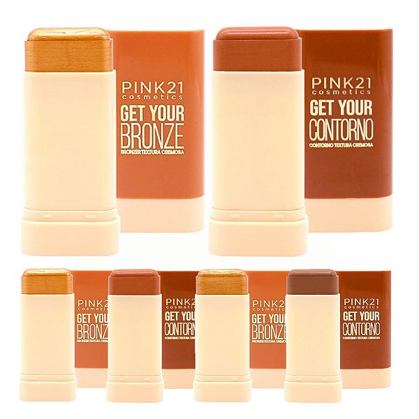 Pink 21 - Bronzer e Contorno Stick Cremoso GET YOUR - 4 Und