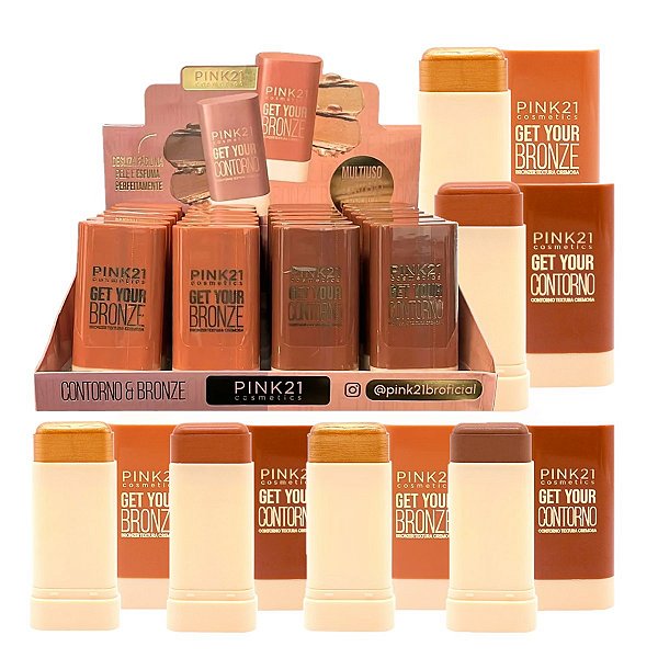 Pink 21 - Bronzer e Contorno Stick Cremoso CS5215 - 24 Und