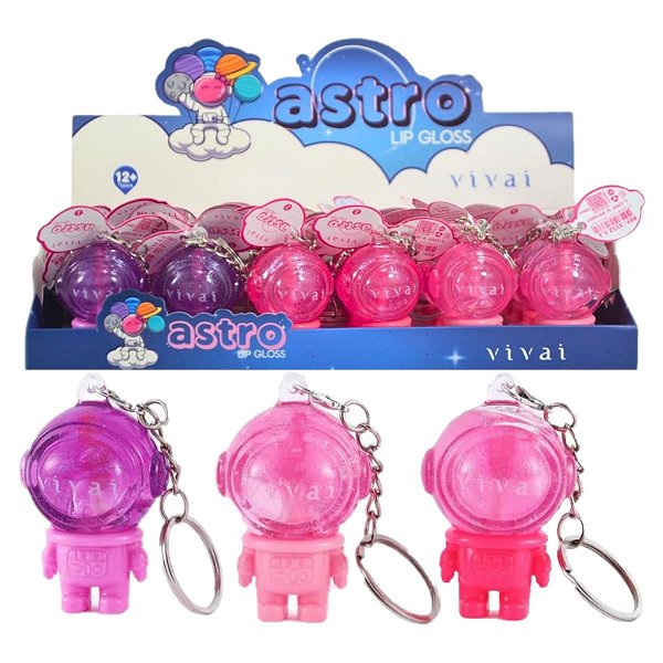 Vivai - Astro Lip Gloss Magico Chaveiro Glitter 3152 - 24 Un