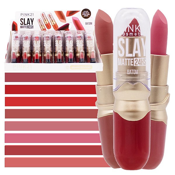 Pink 21 - Batom Matte 24H Slay CS4848 - 24 Und