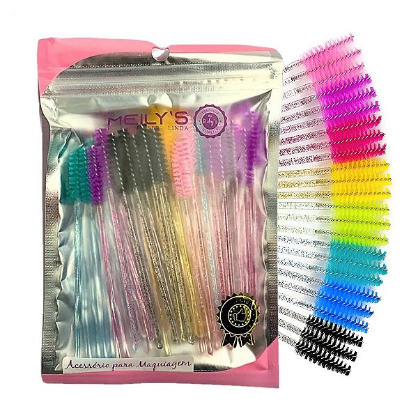 Meilys - 50 Escovinha Cilios e Sobrancelhas - 12 Kits