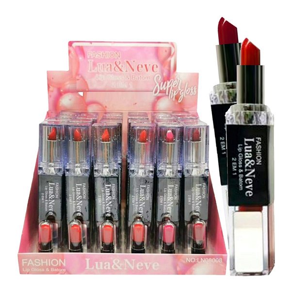 Lua e Neve - Batom Duo Matte 2 em 1  com Espelho LN08008 - 24 Und