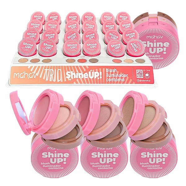 Mahav - Trio Blush Iluminador e Contorno Shine Up - 24 Und