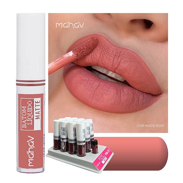 Mahav - Batom Liquido Matte Nude Rose - Box C/12 e Prov