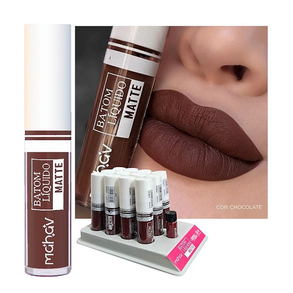 Mahav - Batom Liquido Matte Chocolate - Display C/12 e Prov