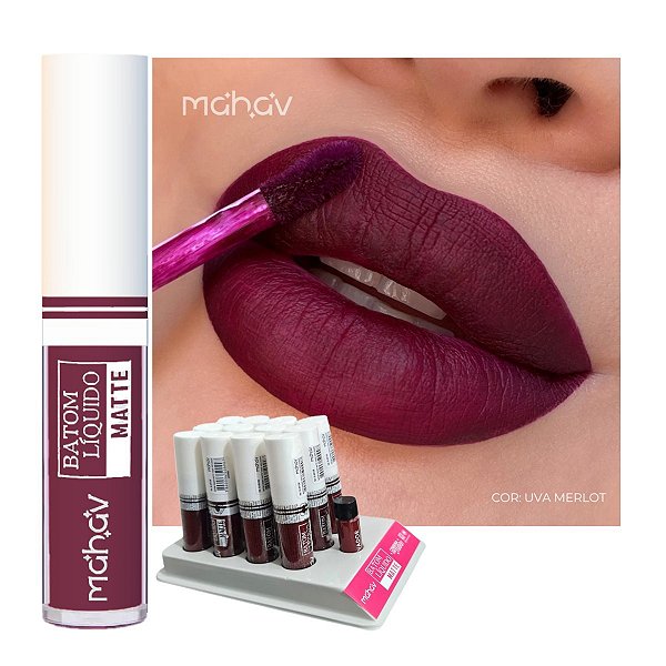 Mahav - Batom Liquido Matte Uva Merlot BLMVUM - 12 Und