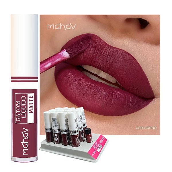 Mahav - Batom Liquido Matte Bordo - Display C/12 e Prov