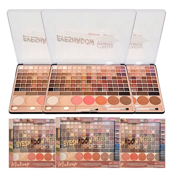 Miss France - Kit Maquiagem 119 Itens Sombra Blush - 3 kits
