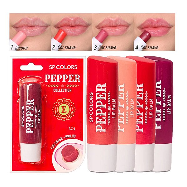 SP Colors - Lip Balm Pepper com Vitamina E SP378 - 4 Und