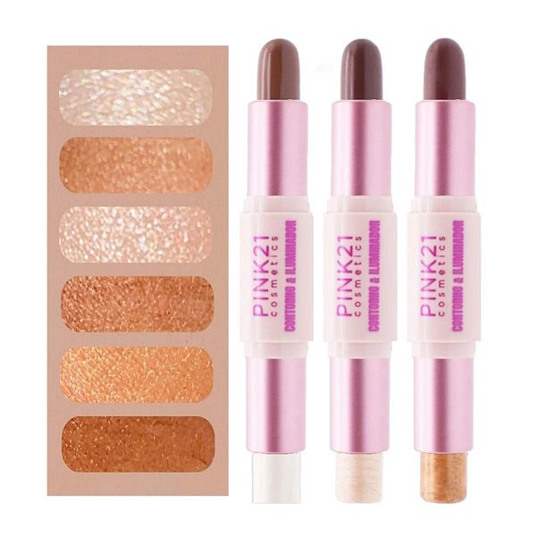 Pink 21 - Contorno e Iluminador Stick CS5405 - 3 Und