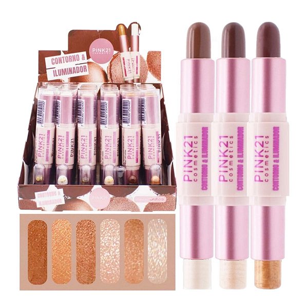Pink 21 - Contorno e Iluminador Stick CS5405 - 24 Und