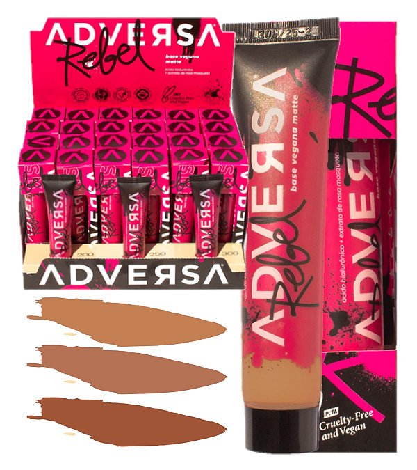 Adversa - Base Vegana Matte Rebel Medios Escuros AD513 - 24 Und