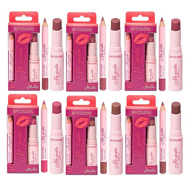 SP Colors - Kit Lapis Labial e Batom Me Gusta SP390 - 6 Und