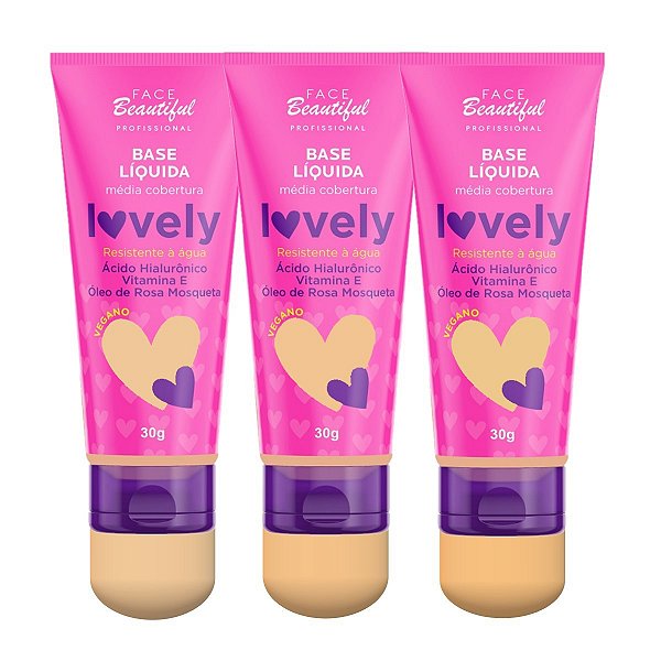 Face Beautiful - Base Vegana Lovely Tons Claros A- 6 Und